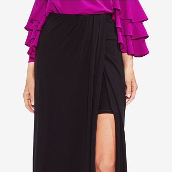 Vince Camuto Twist-Front Midi Skirt Black XL New - Picture 2 of 6